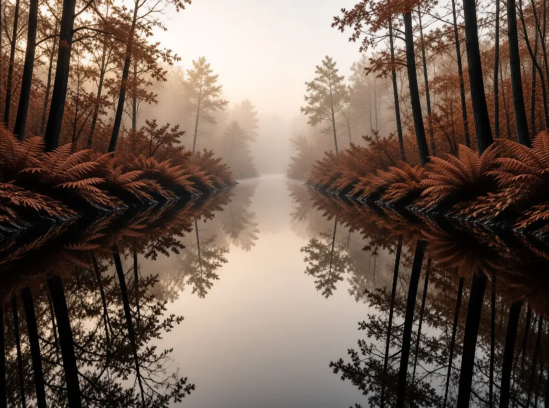 Misty Forest Reflection