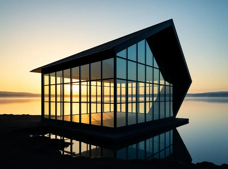 Modern Glass Lake House