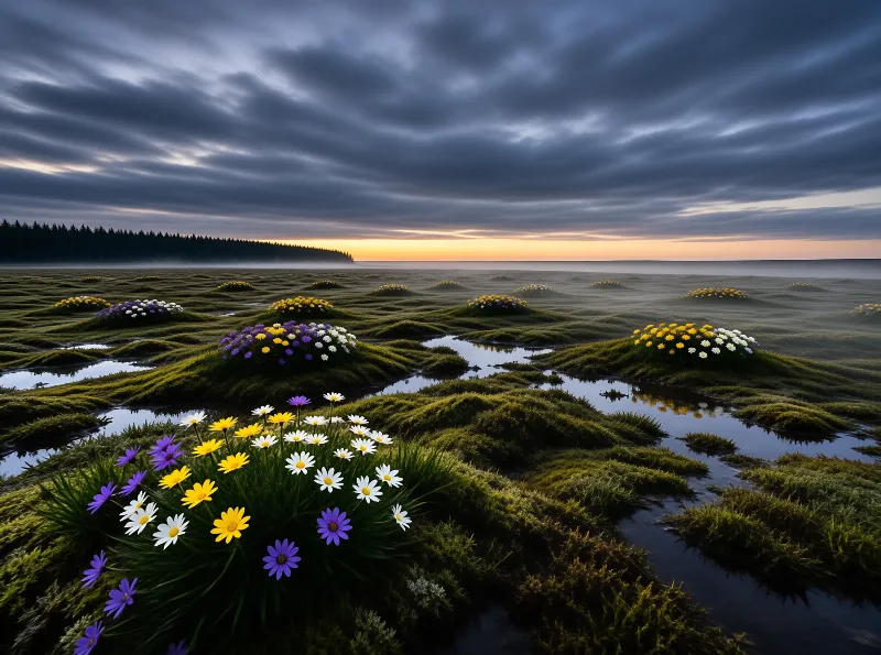 Wildflower Wetland Sunset