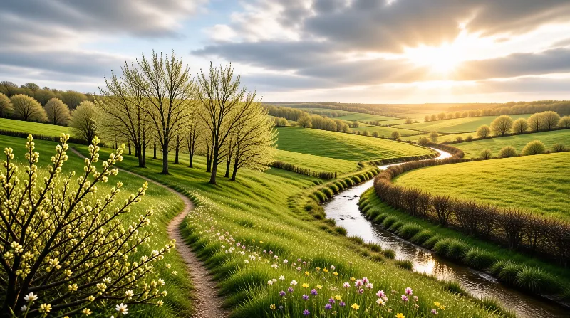 Sunlit Green Valley Landscape