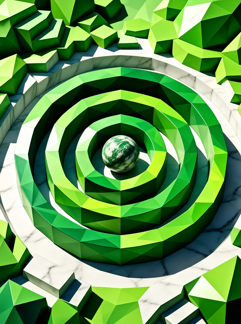 Green Spiral Marble Sphere