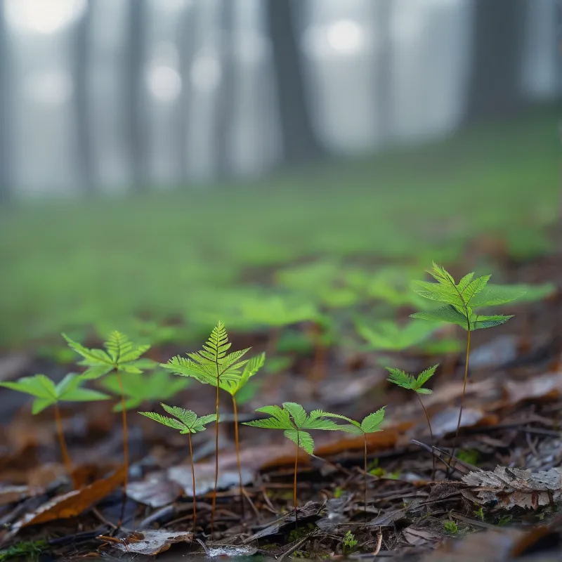 Young Ferns in Forest