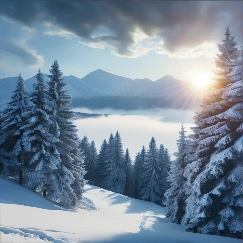 Snowy Mountain Sunrise