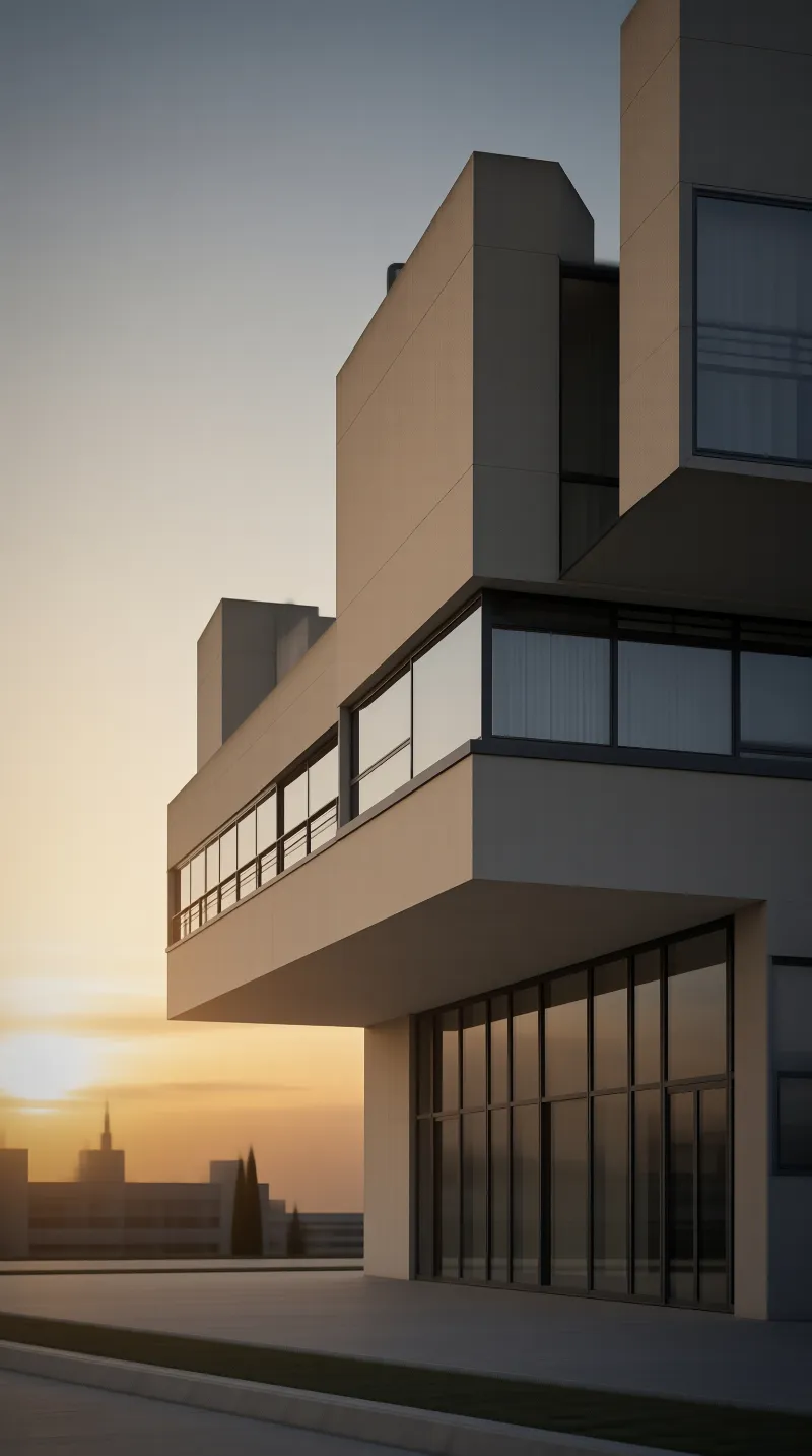 Modern Building at Sunset
