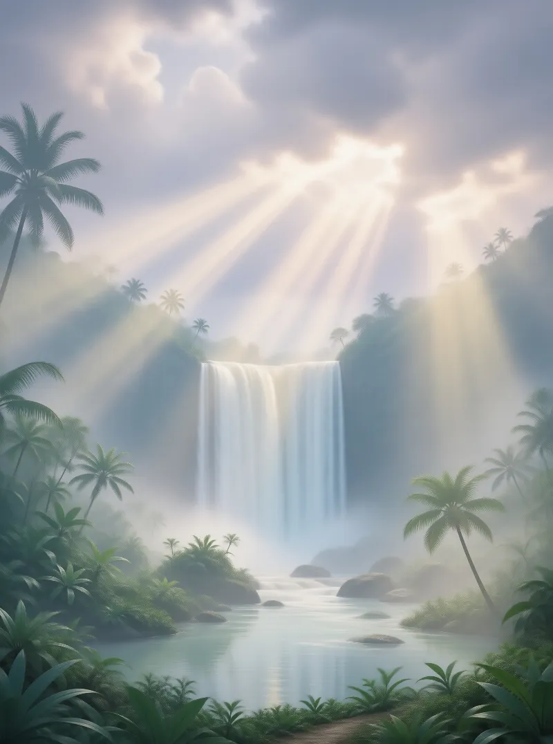 Tropical Waterfall Oasis