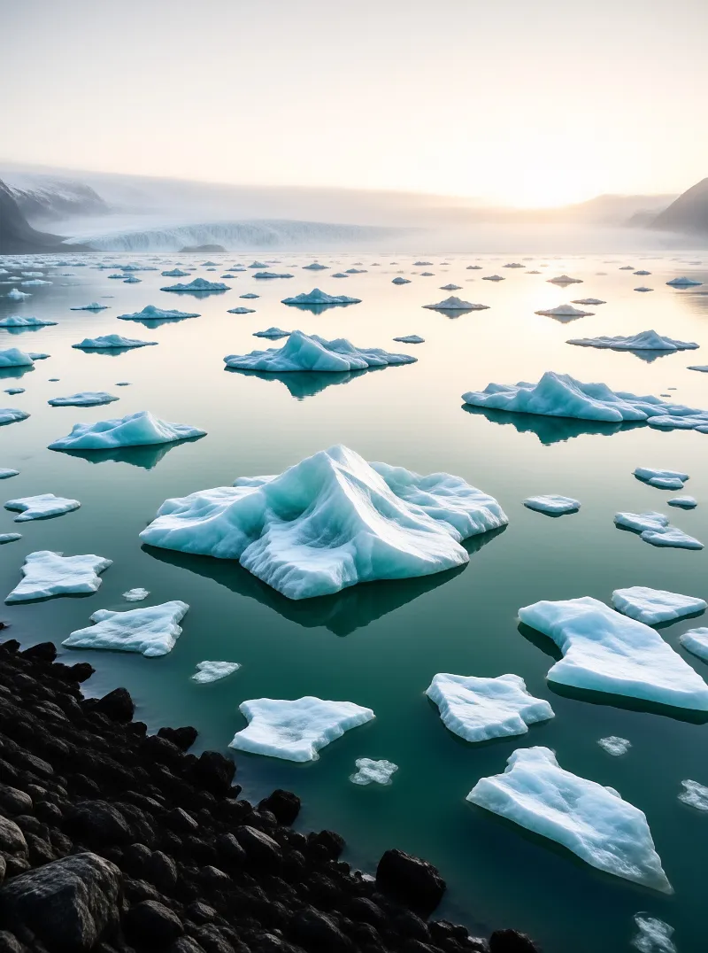 Icebergs on Calm Water