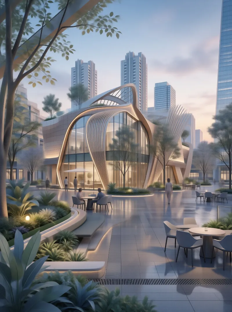 Futuristic Organic Architecture Plaza
