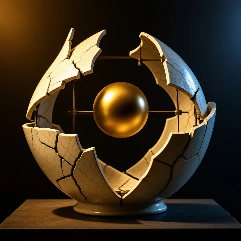 Gold Sphere in Cracked Shell