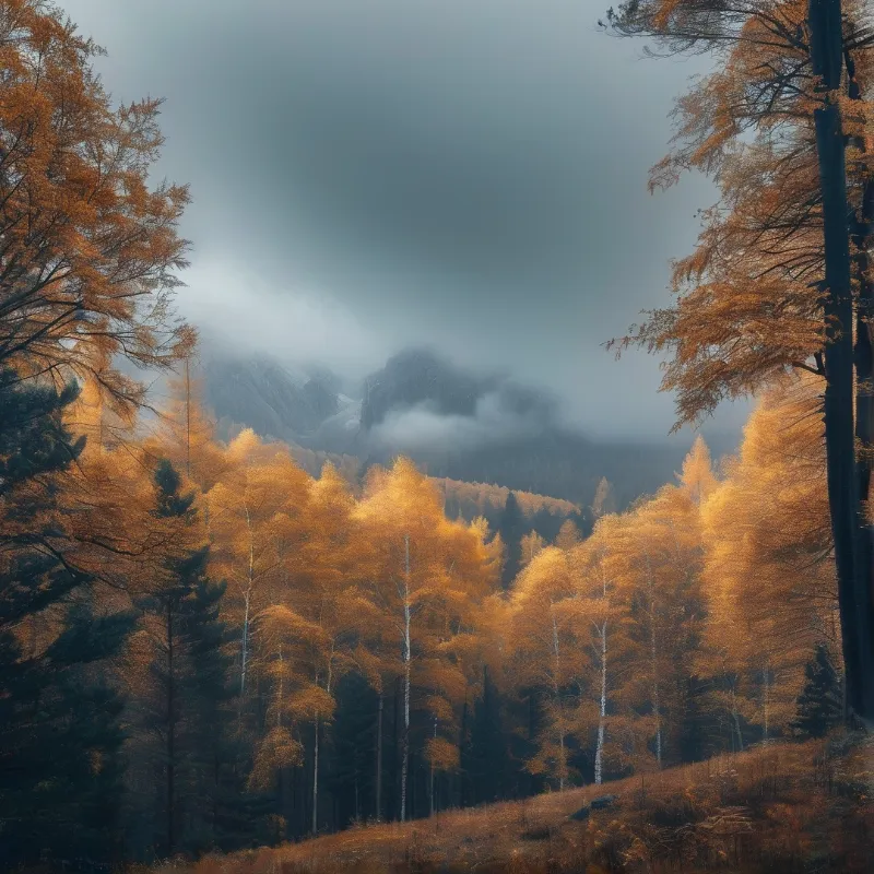 Misty Autumn Larch Valley