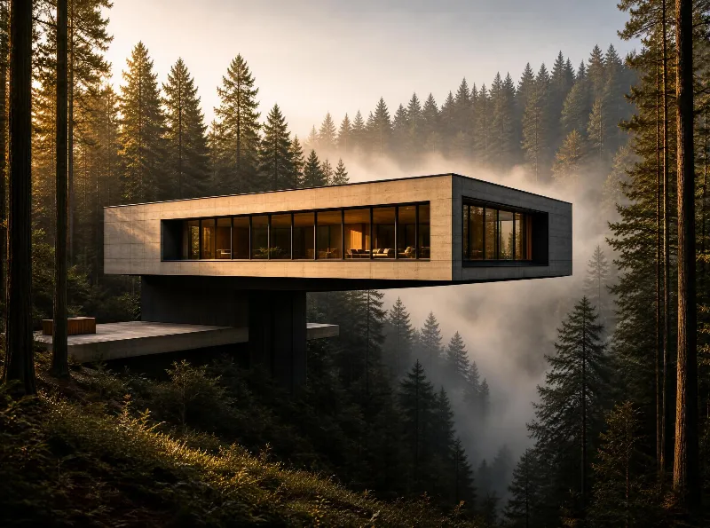 Modern Suspended House in Forest