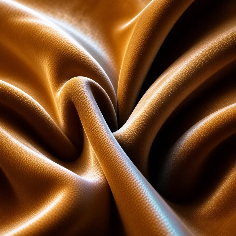A close up view of golden textile waves showing detailed grain and deep shadows from strong light.