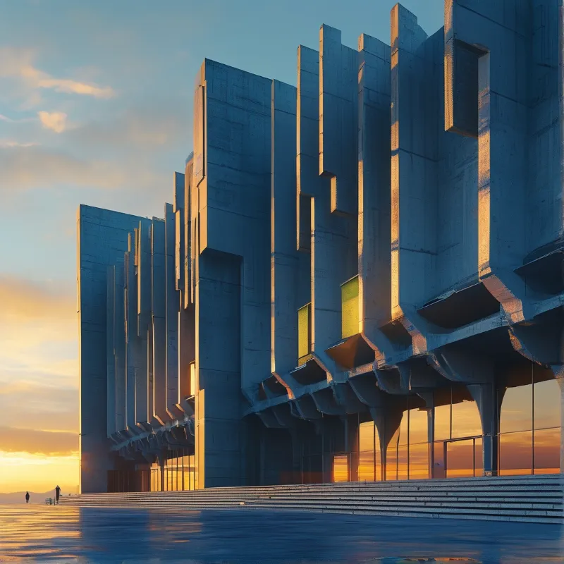 Golden Hour Brutalist Building