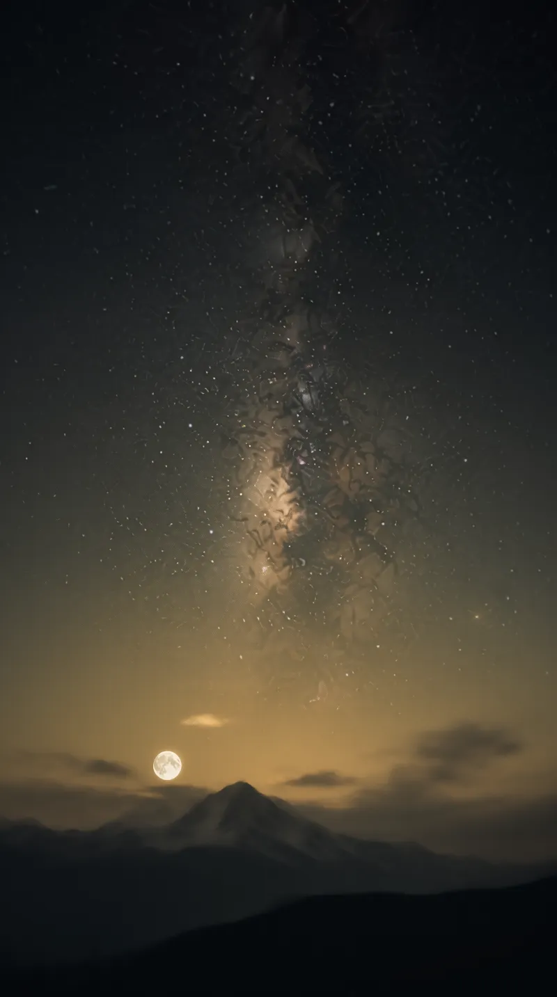 Moonlit Sky and Mountains