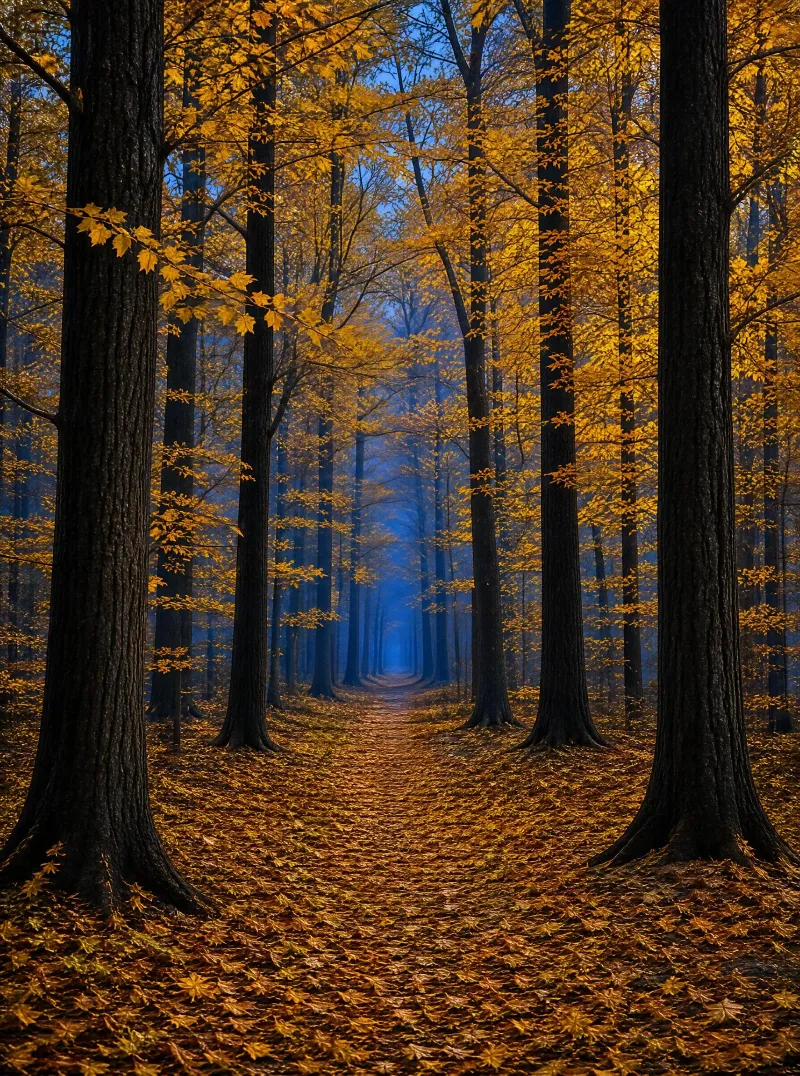 Golden Autumn Forest Path