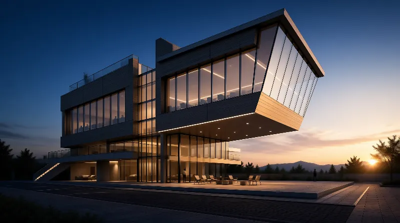 Modern House at Sunset