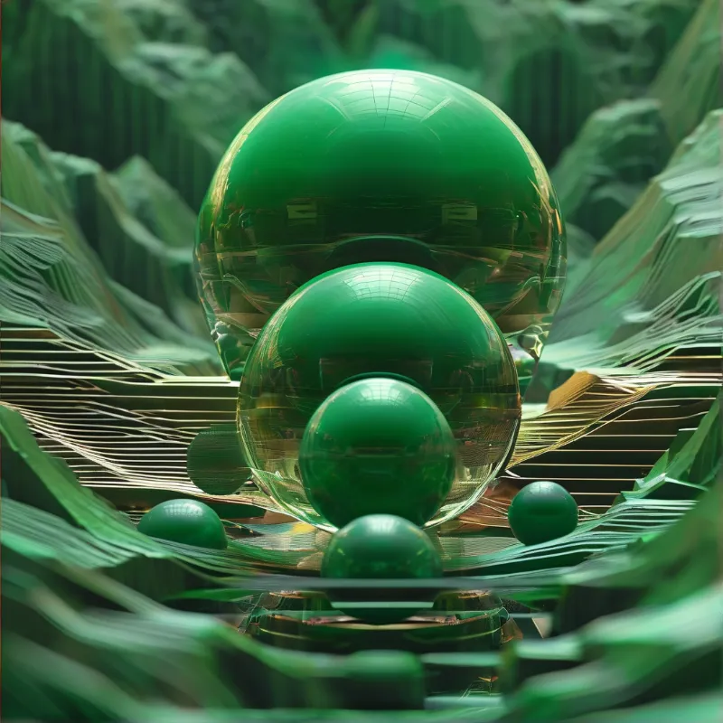 Glossy Green Sphere Stack