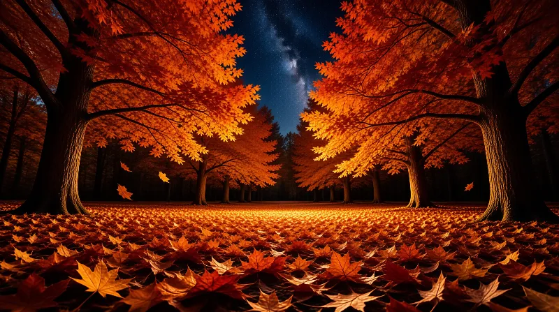 Starlit Autumn Path