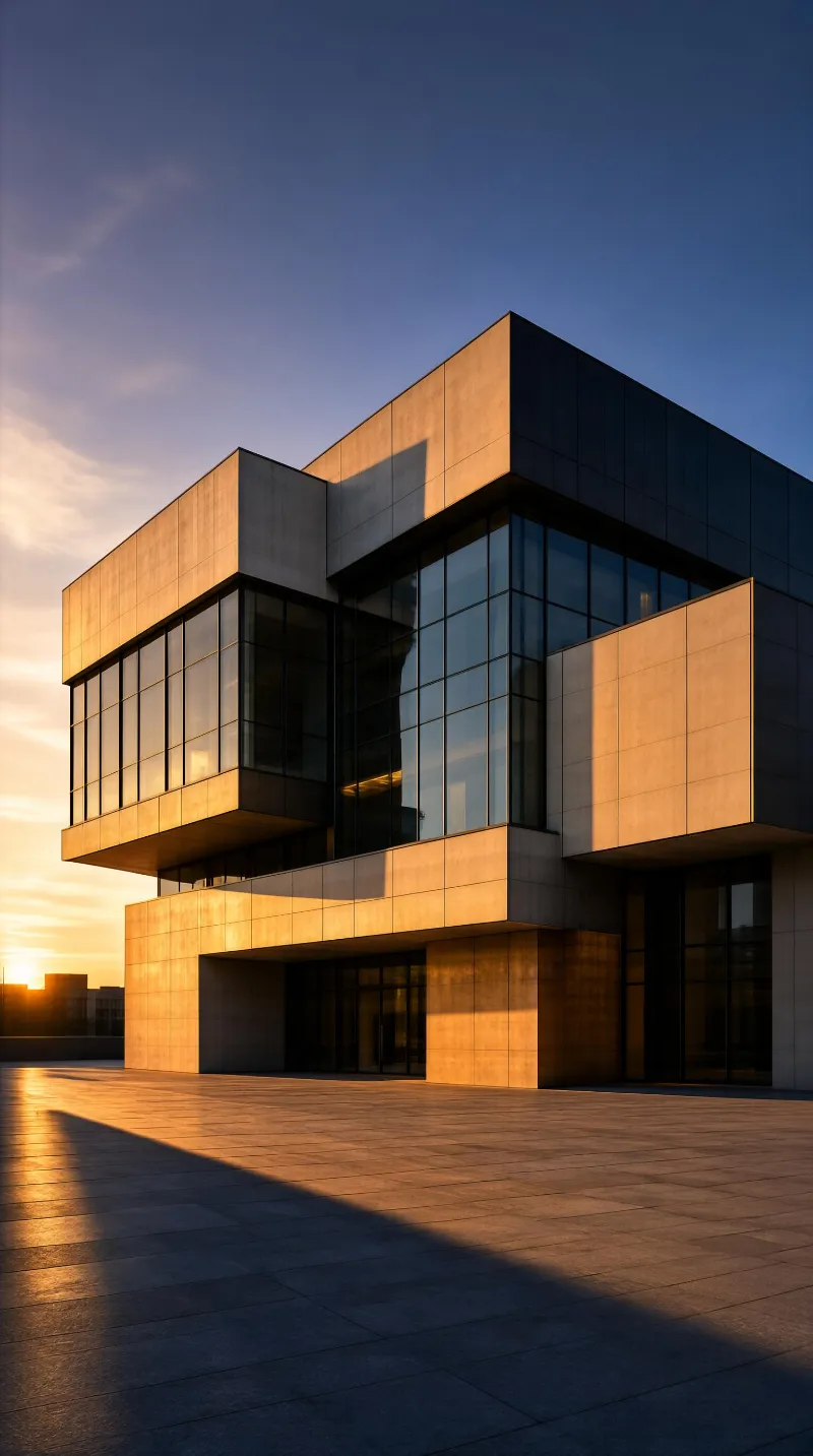 Modern Architectural Building at Sunset