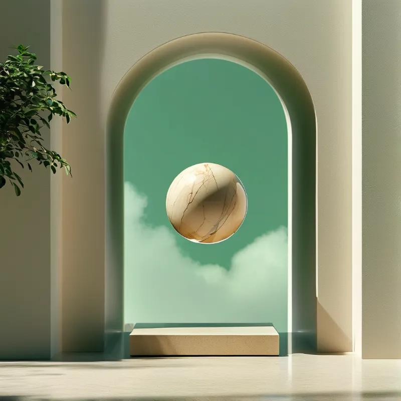 Surreal Arch and Marble Sphere