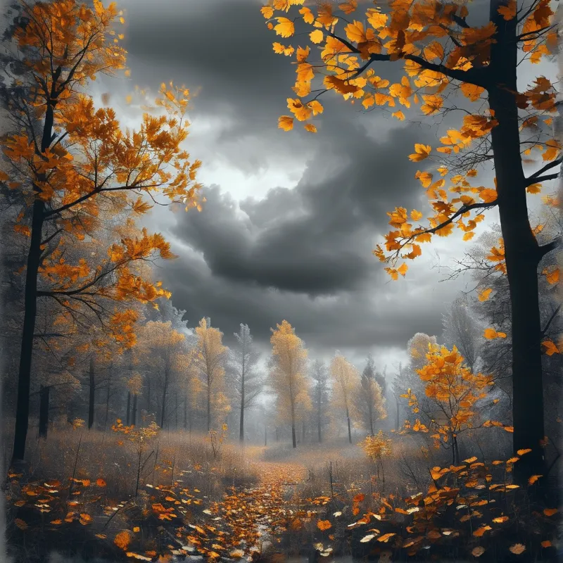 Misty Autumn Forest Path