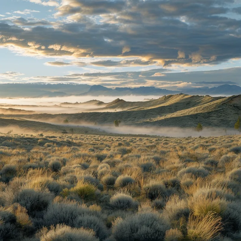 Misty Golden Hills at Dawn