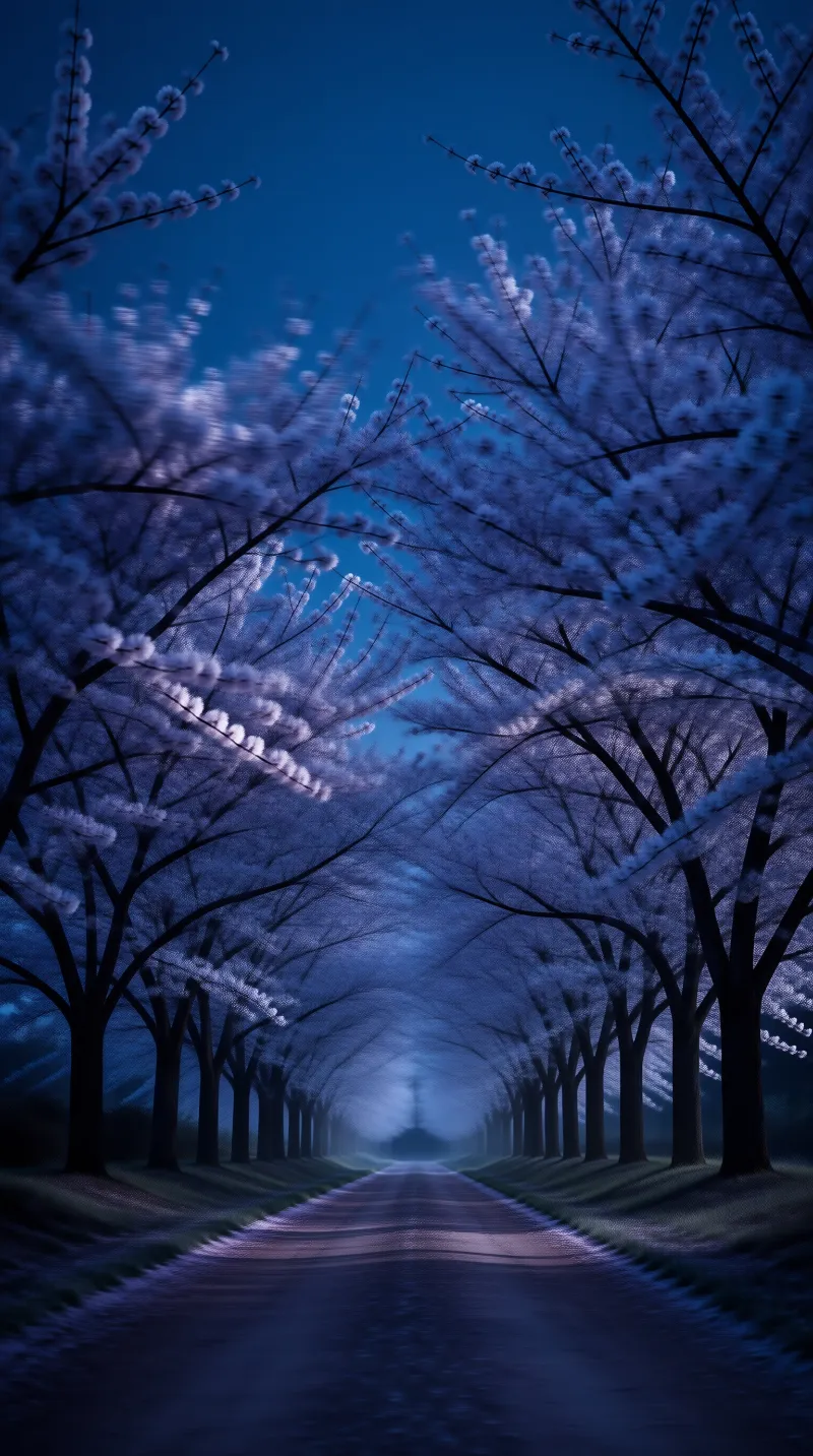 Ethereal Night Tree Tunnel