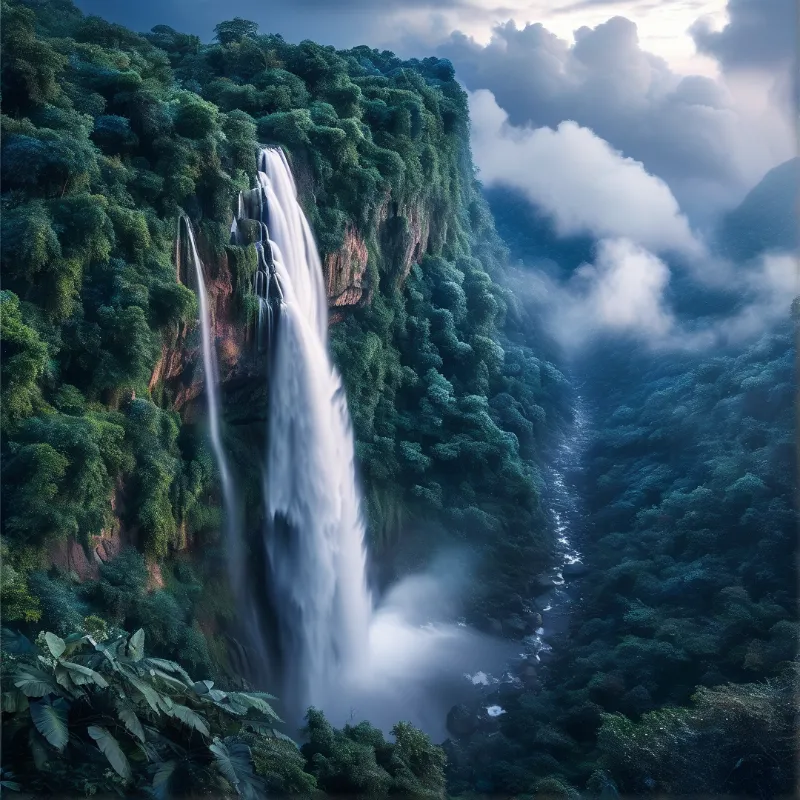 Misty Forest Waterfall