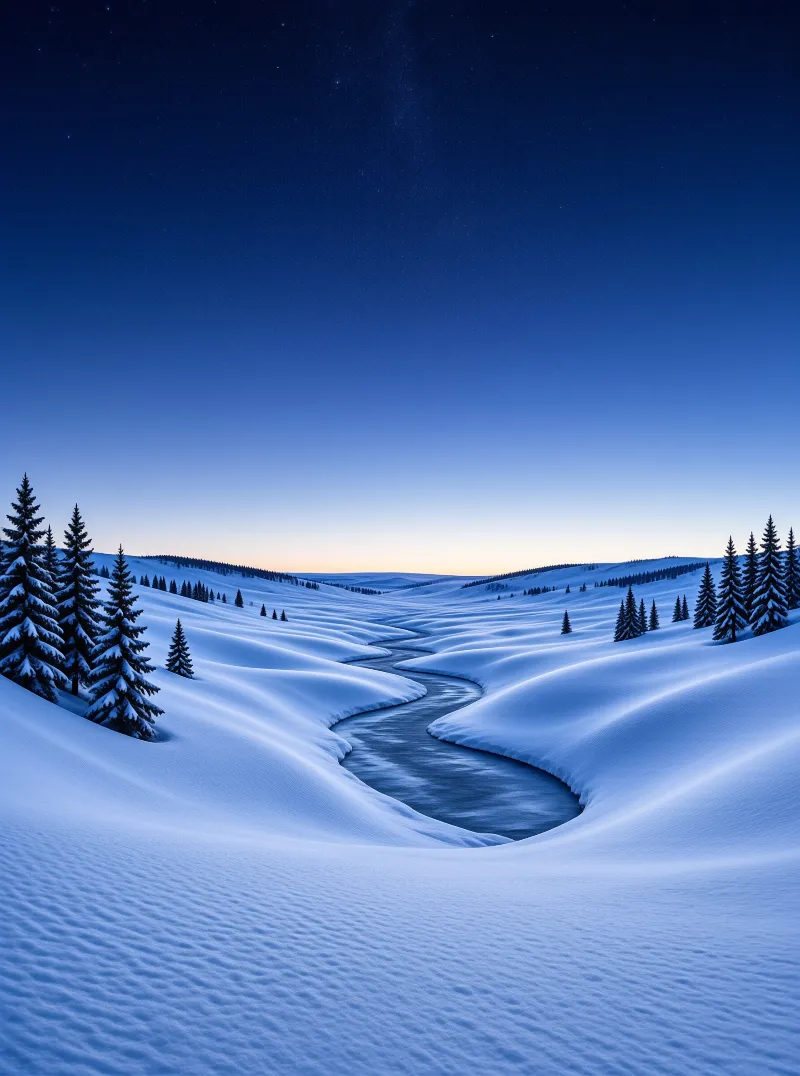 Twilight Snowy Valley