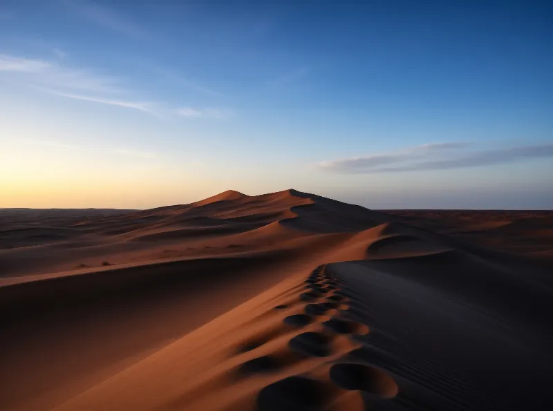Desert Footprints at Sunset