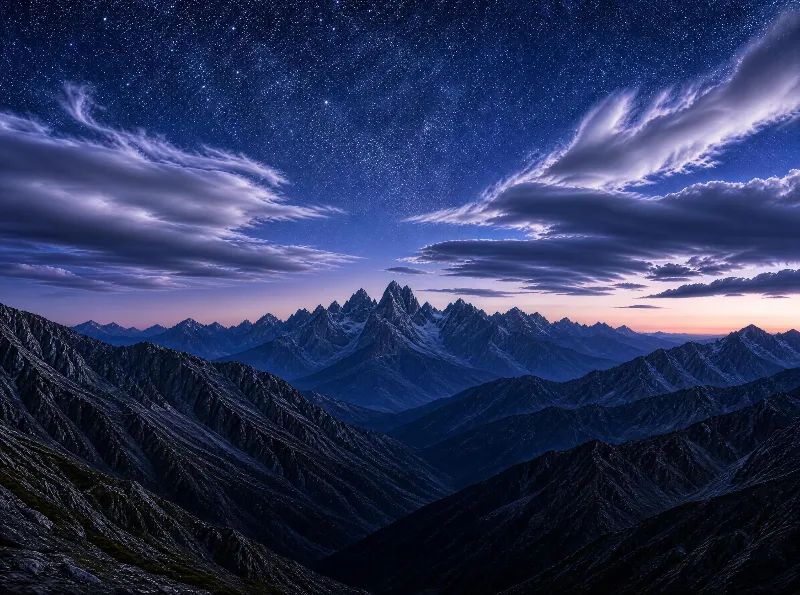 Starry Night Over Mountains