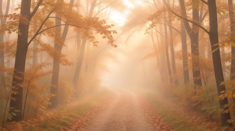 Misty Autumn Forest Path