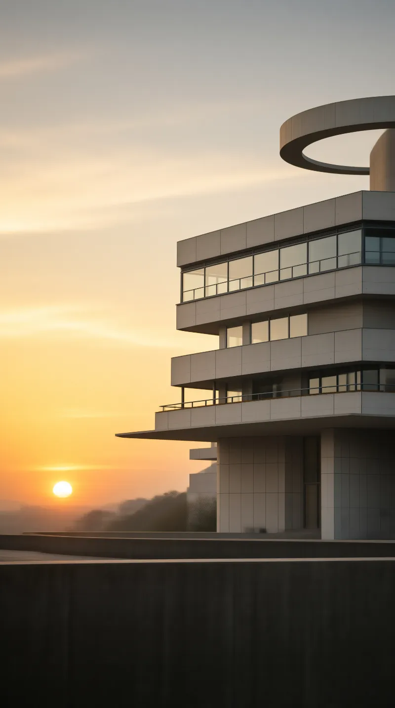 Modern Architecture at Sunset
