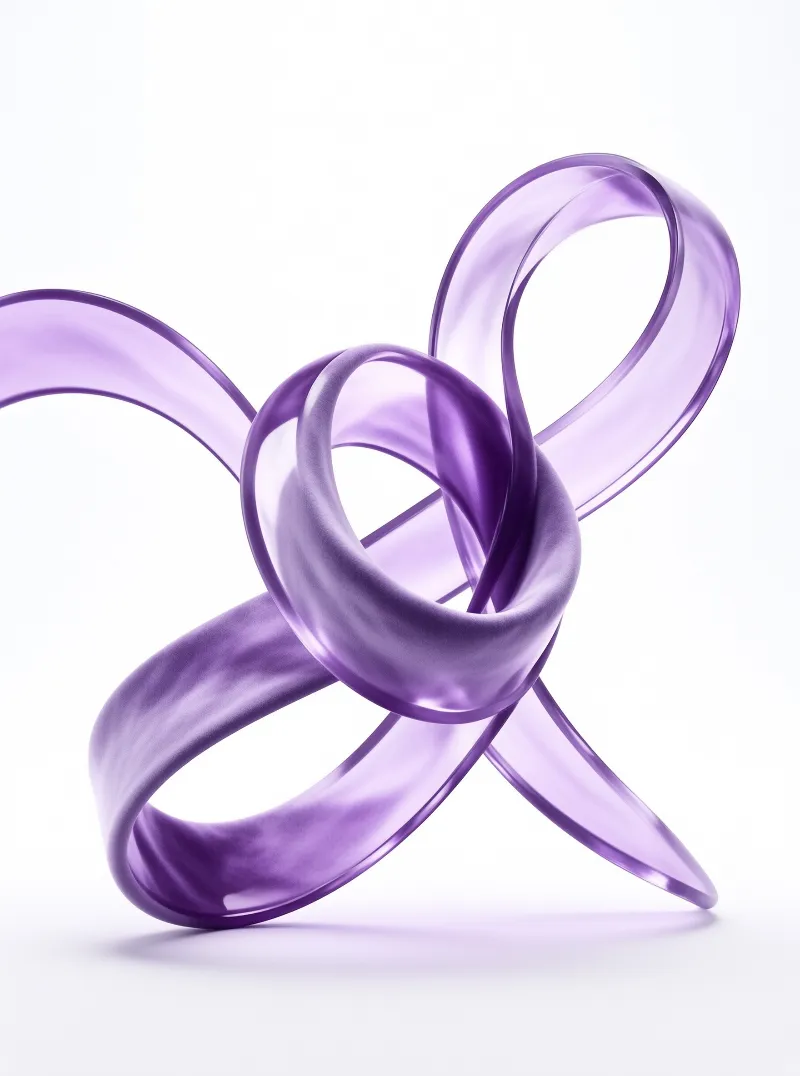 A glossy lavender form loops continuously across a clean surface with soft shadows.