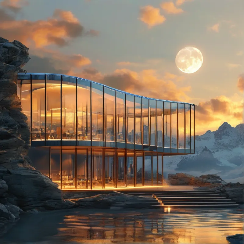 Modern Glass Building at Dusk