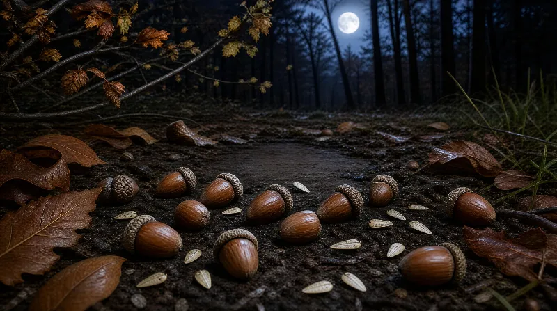Acorns Under Full Moon