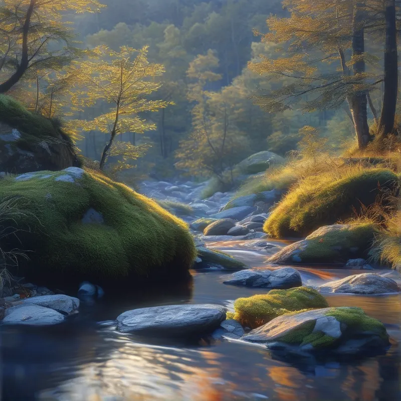 Forest Stream at Golden Hour