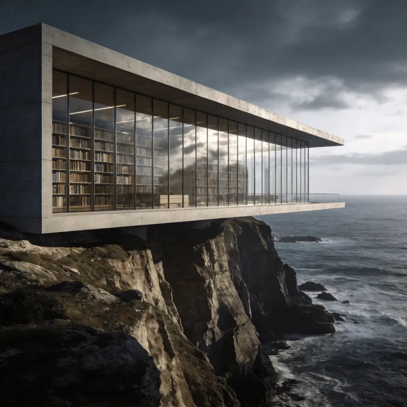 Library in Coastal cliff