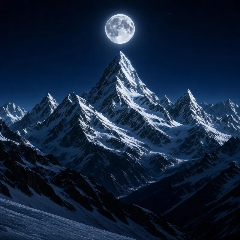 Moonlit Snowy Peaks