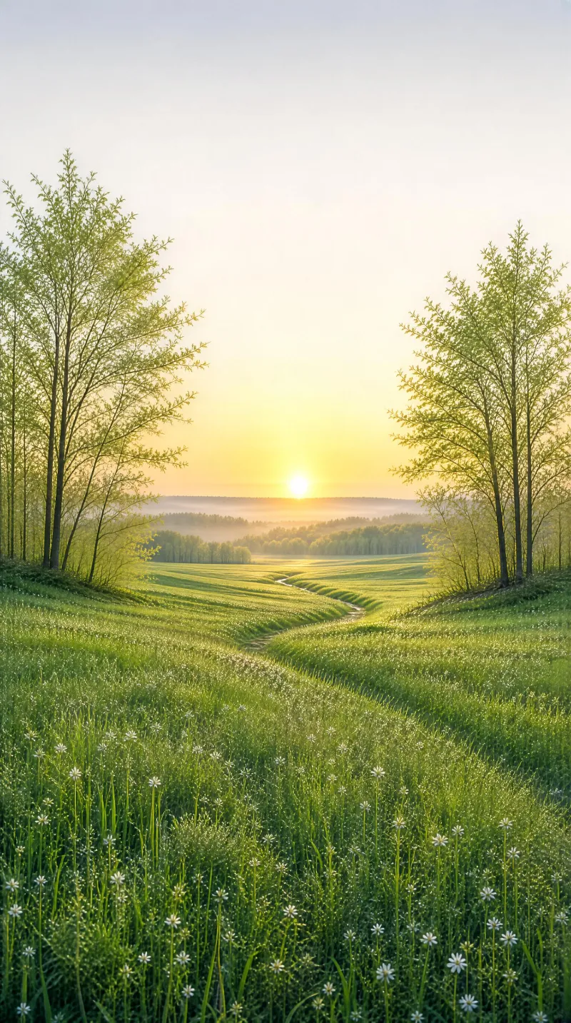 Sunrise Over Misty Meadow