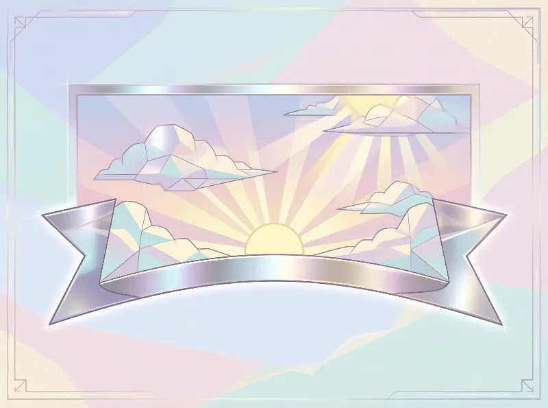 Retro Pastel Sunburst Banner