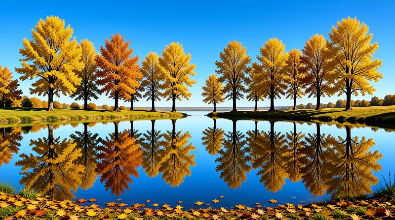 Autumn Lake Mirror View