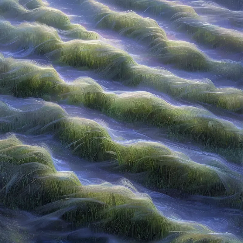 Flowing Green Waves