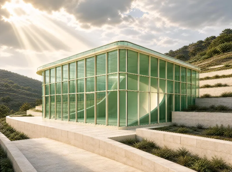 Glass Building on Hillside