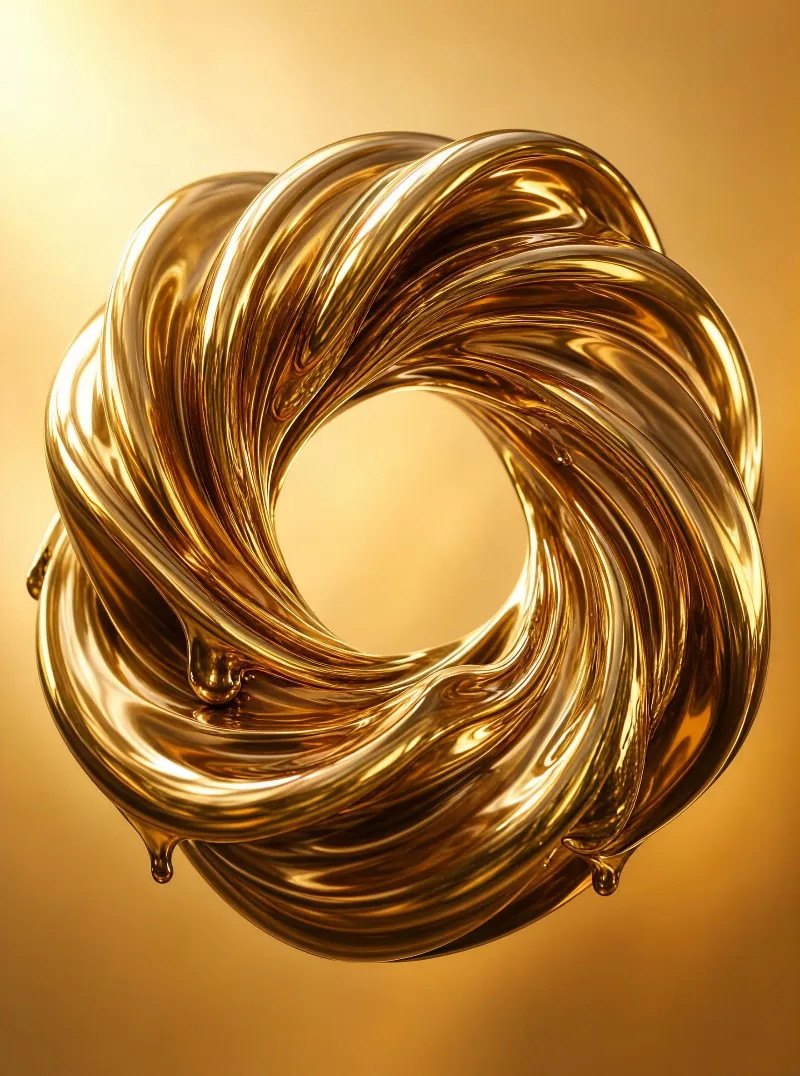 Abstract Golden Liquid Metal