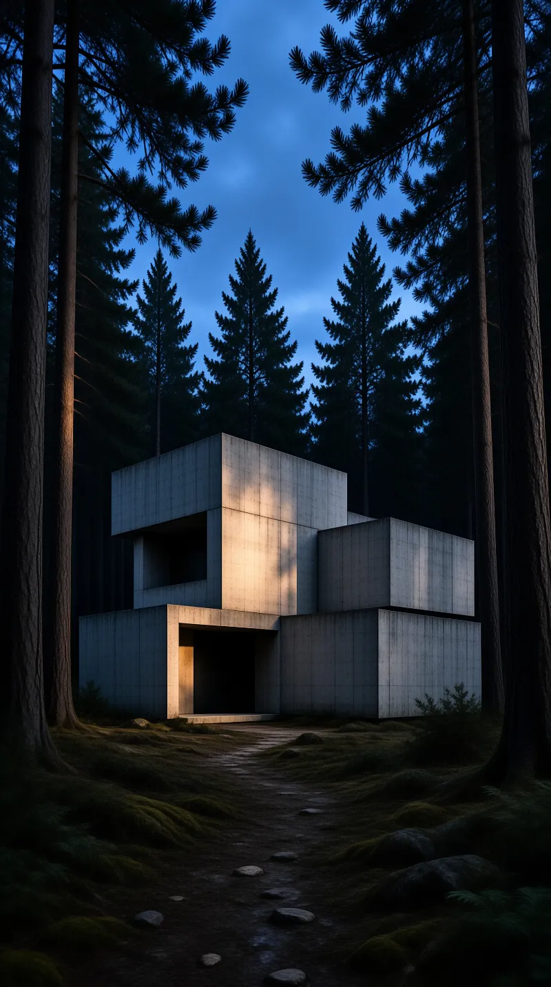 Concrete House in Forest