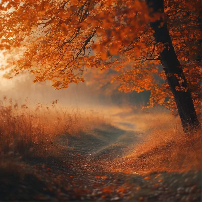 Sunlit Autumn Trail