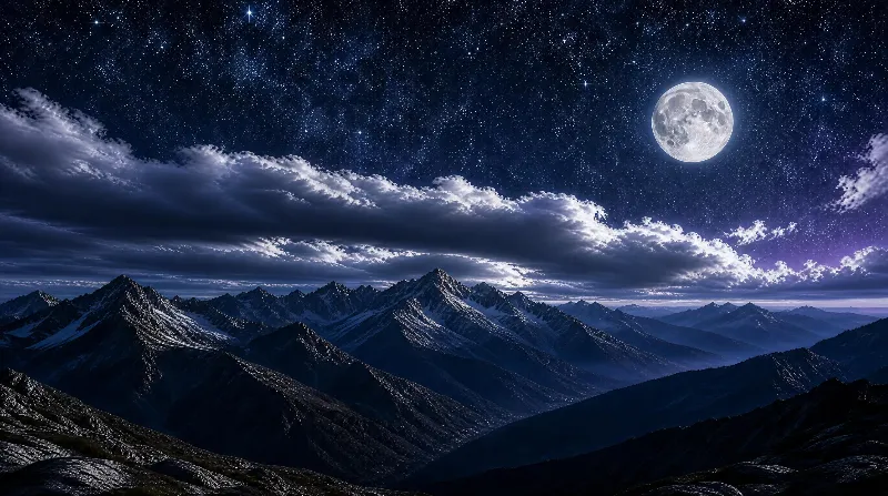 Moonlit Mountain Range