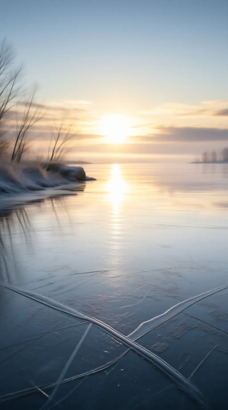 Sunrise over Frozen Lake