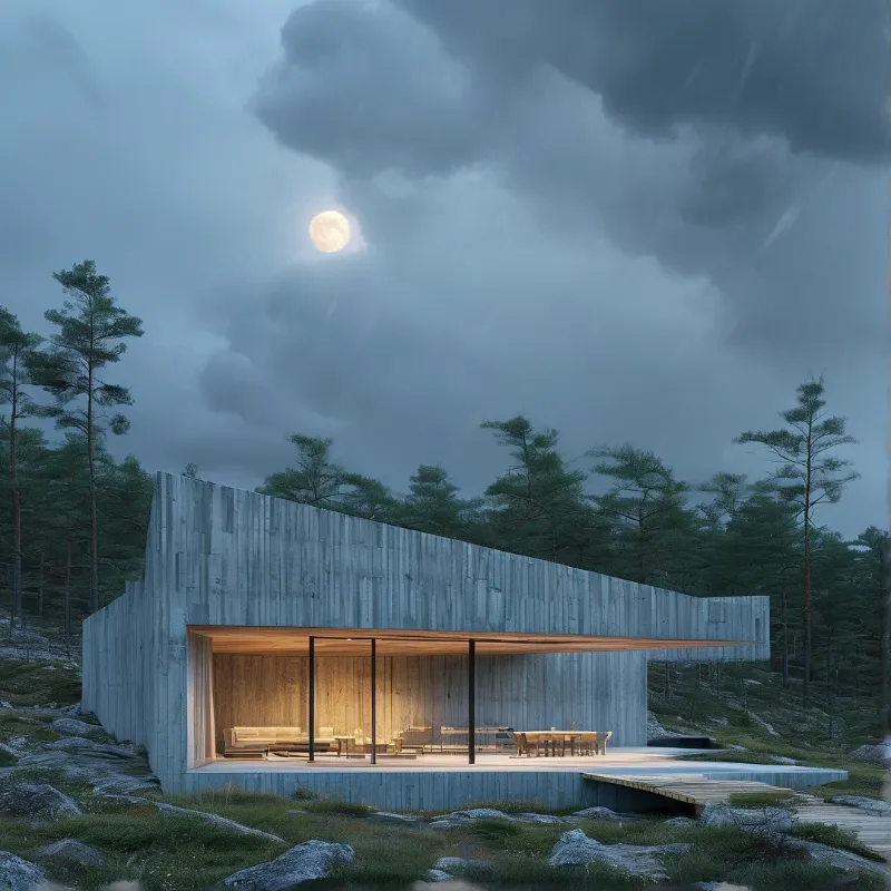Moonlit Concrete Shelter