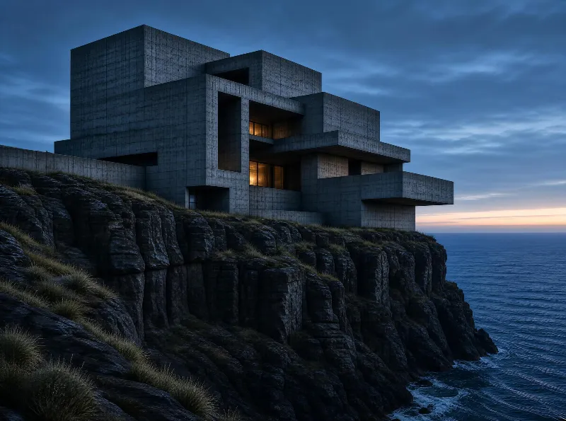 Modern Concrete House on Cliff